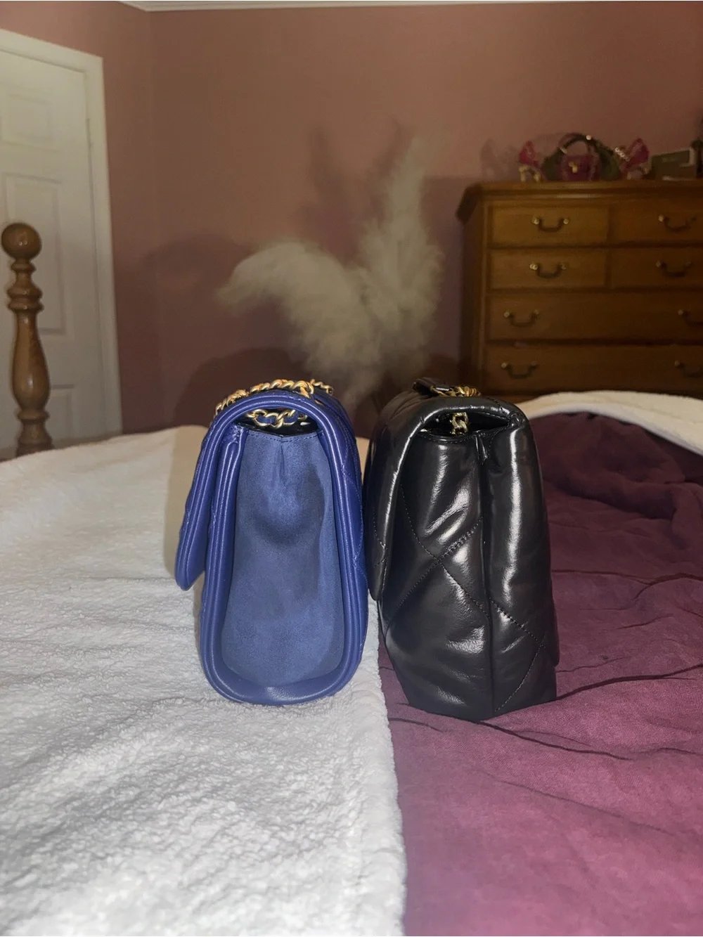 Tory Burch Quilted Royal Blue Shoulder Bag with Chain Strap